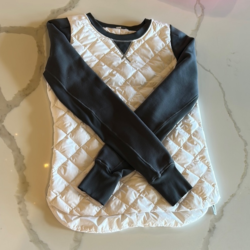 lululemon athletica White and Gray Quilted Puffer Jacket